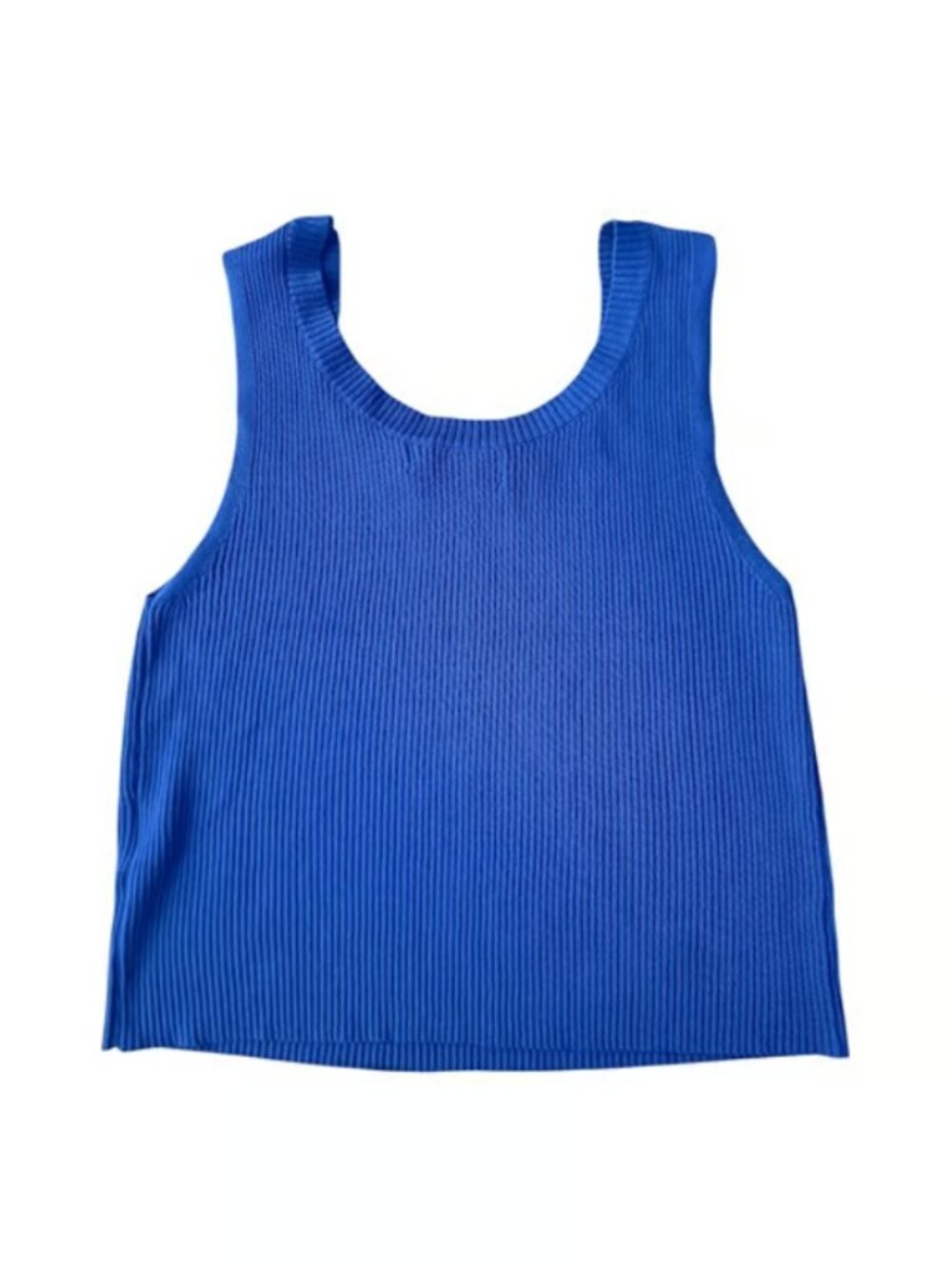 Women's Royal Blue Ribbed Sleeveless Crop Tank Top, S